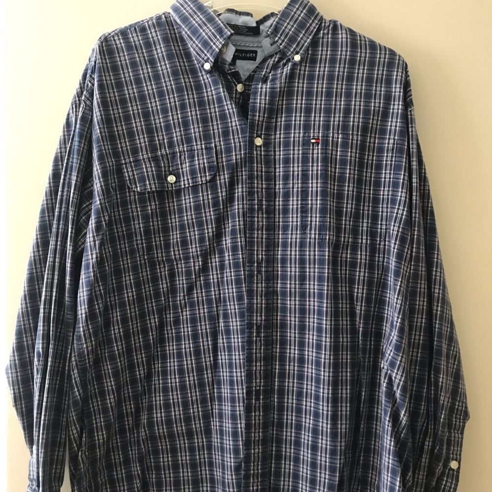 Mens Tommy Hilfiger plaid button up shirt